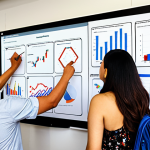 **

A diverse team brainstorming around a whiteboard filled with charts and graphs. Some team members are pointing at the data, while others are sketching UI/UX ideas. The atmosphere is collaborative and focused, illustrating the synergy of data analysis and design thinking in MVP development. Include elements of Malaysian culture in the clothing or office decor.

**