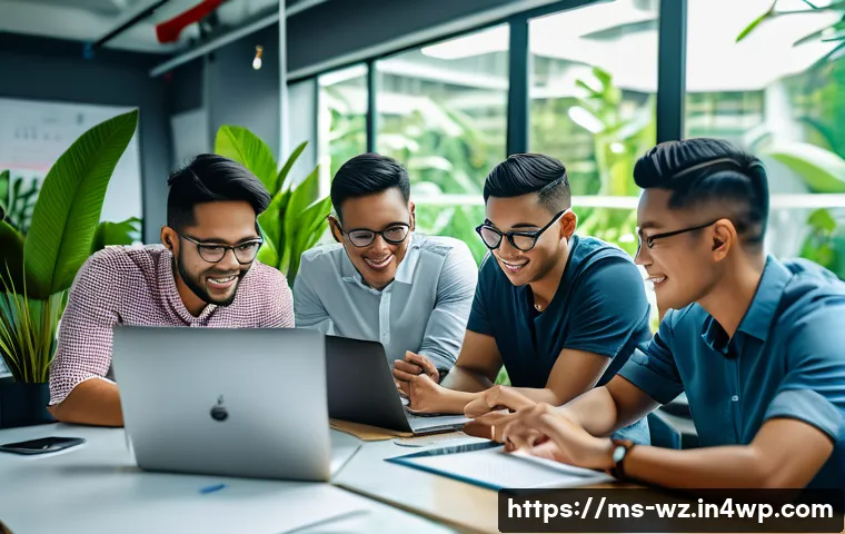 MVP와 제품 개발 주기의 관계 - A modern Malaysian startup office scene showing a diverse team of young professionals collaborating ...