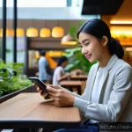 Home 23 MVP 개발에서의 데이터 수집 전략 - A modern Malaysian university student using a language learning app on a sleek smartphone, sitting i...