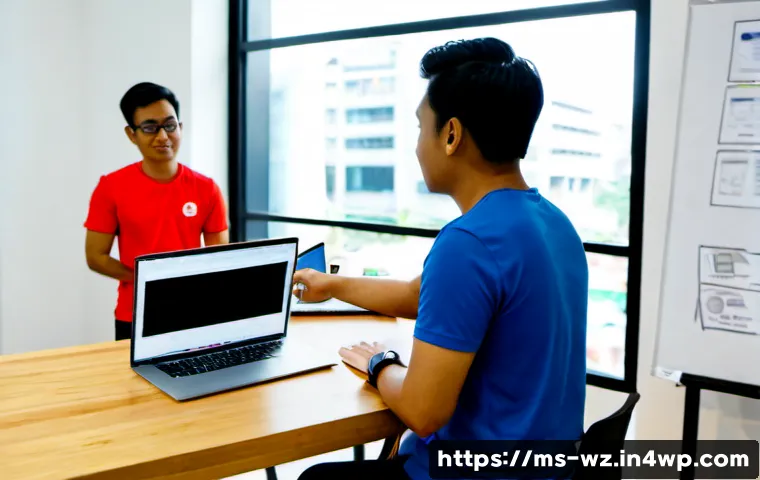Home 17 MVP 테스트 중 발견된 문제 해결 방법 - Photorealistic Malaysian startup team reviewing an MVP test issue in a bright modern Kuala Lumpur co...